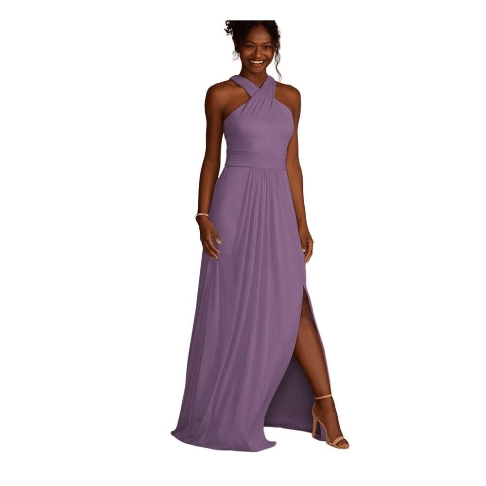 David’s Bridal Crisscross High-neck Dress Wisteria Light Purple 12